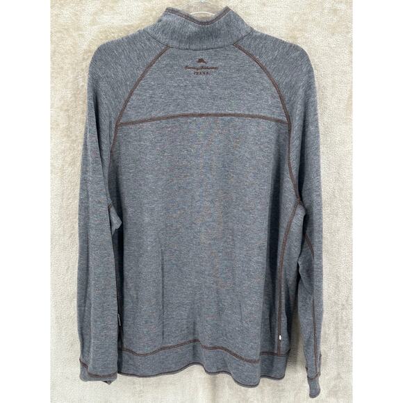 Tommy Bahama Sweatshirt Mens XL Gray Brown Reversible 1/2 Zip Pullover Travel - Picture 3 of 7